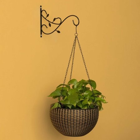 Gardenised Decorative Metal Wall Mounted Hook for Hanging Plants, Bracket Hanger Flower Pot Holder, PK 2 QI003983.2